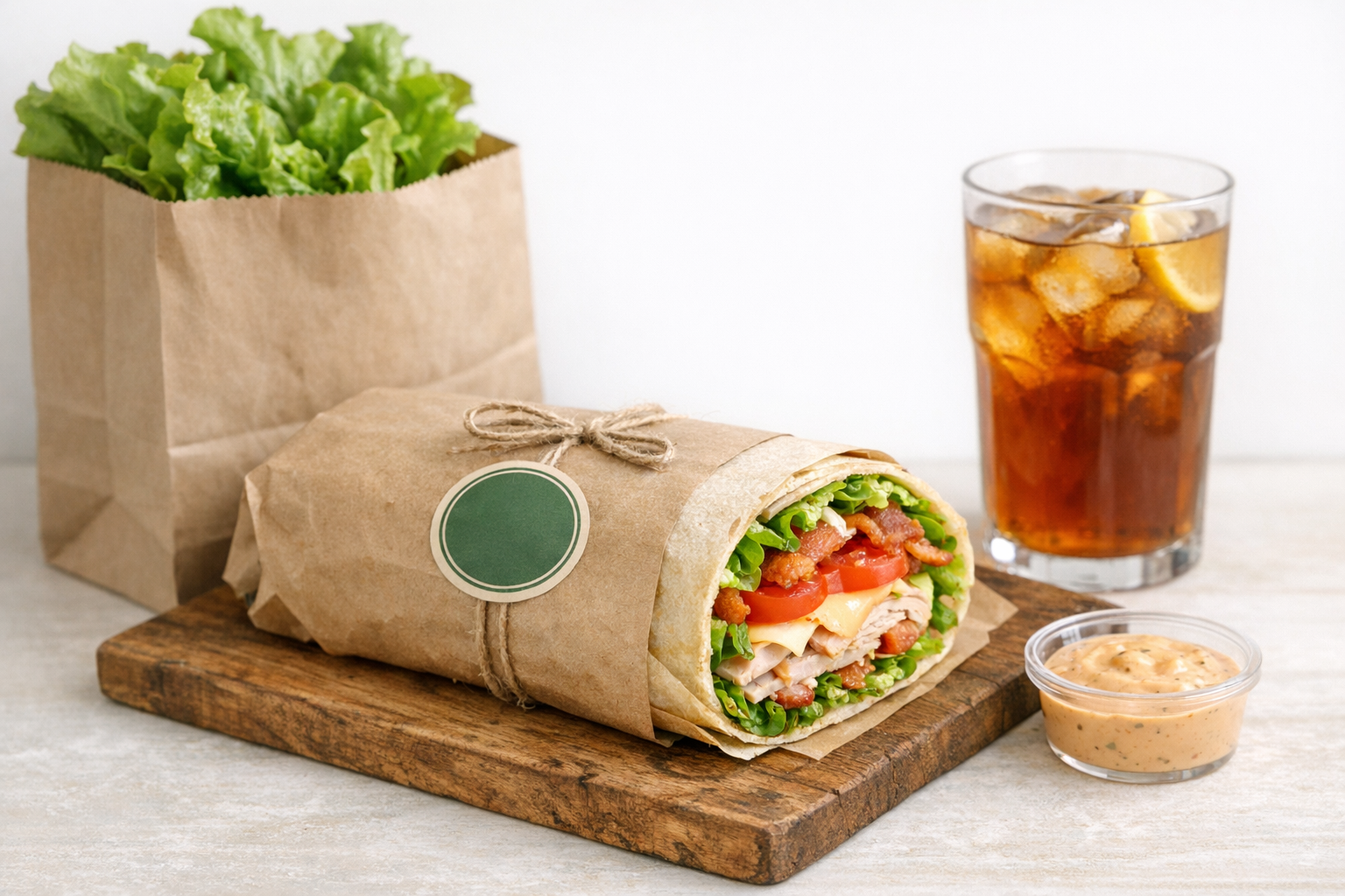 Sandwich packaging ready for delivery